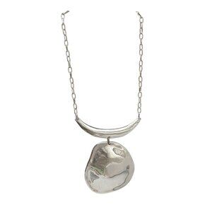 Chico's Silver Tone Pendant Abstract Necklace With Chain